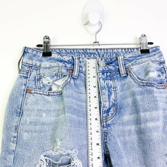 American Eagle‎ Tomgirl Distressed Denim Jeans Sz 0 - Picture 4 of 12